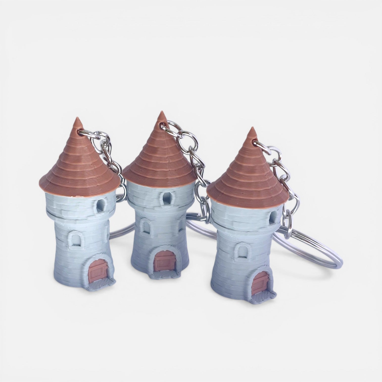 Pilies bokšto pakabukas, 3D mini bokštas raktams