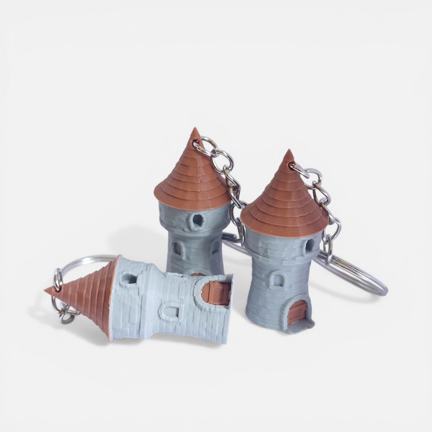 Pilies bokšto pakabukas, 3D mini bokštas raktams